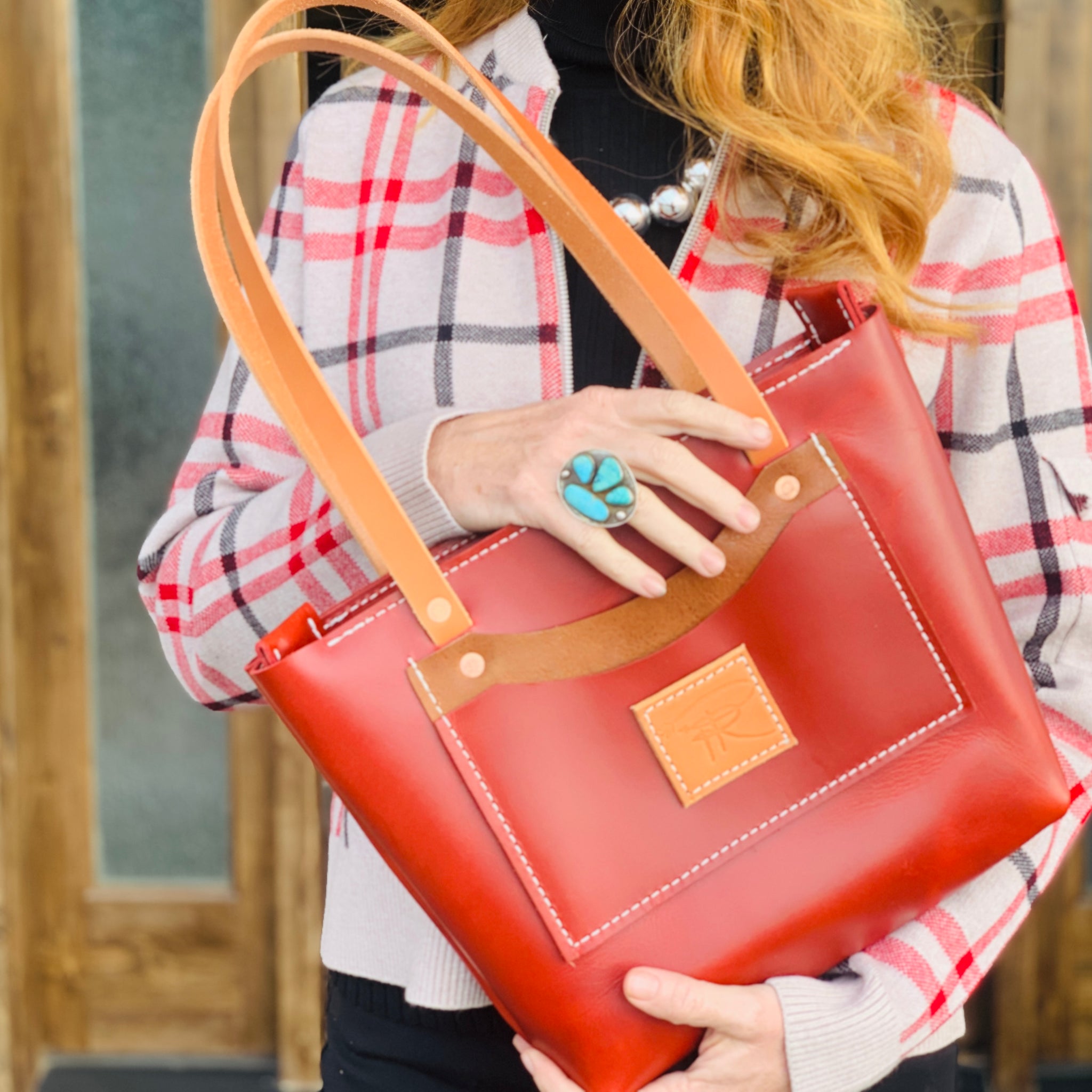 Red Leather Purse-Tote