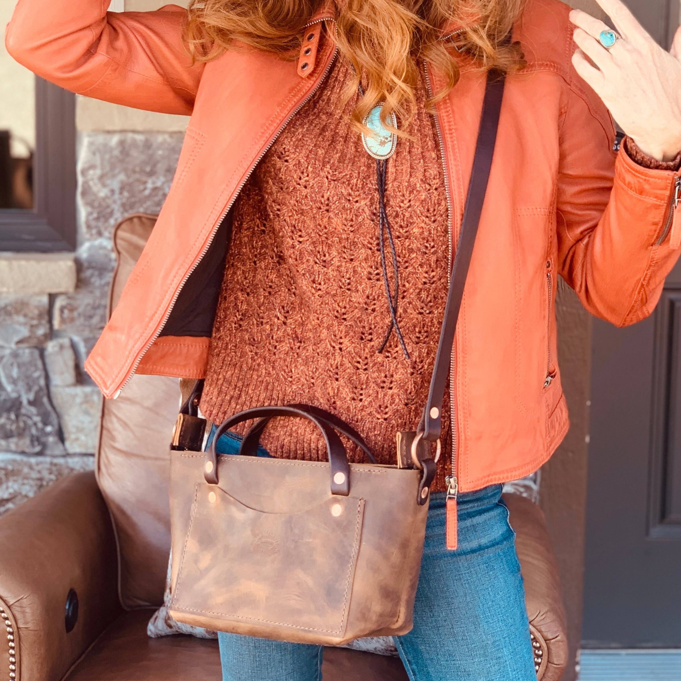 leather purse crossbody brown idaho gift shop retail store shopping shop order handmade handcrafted