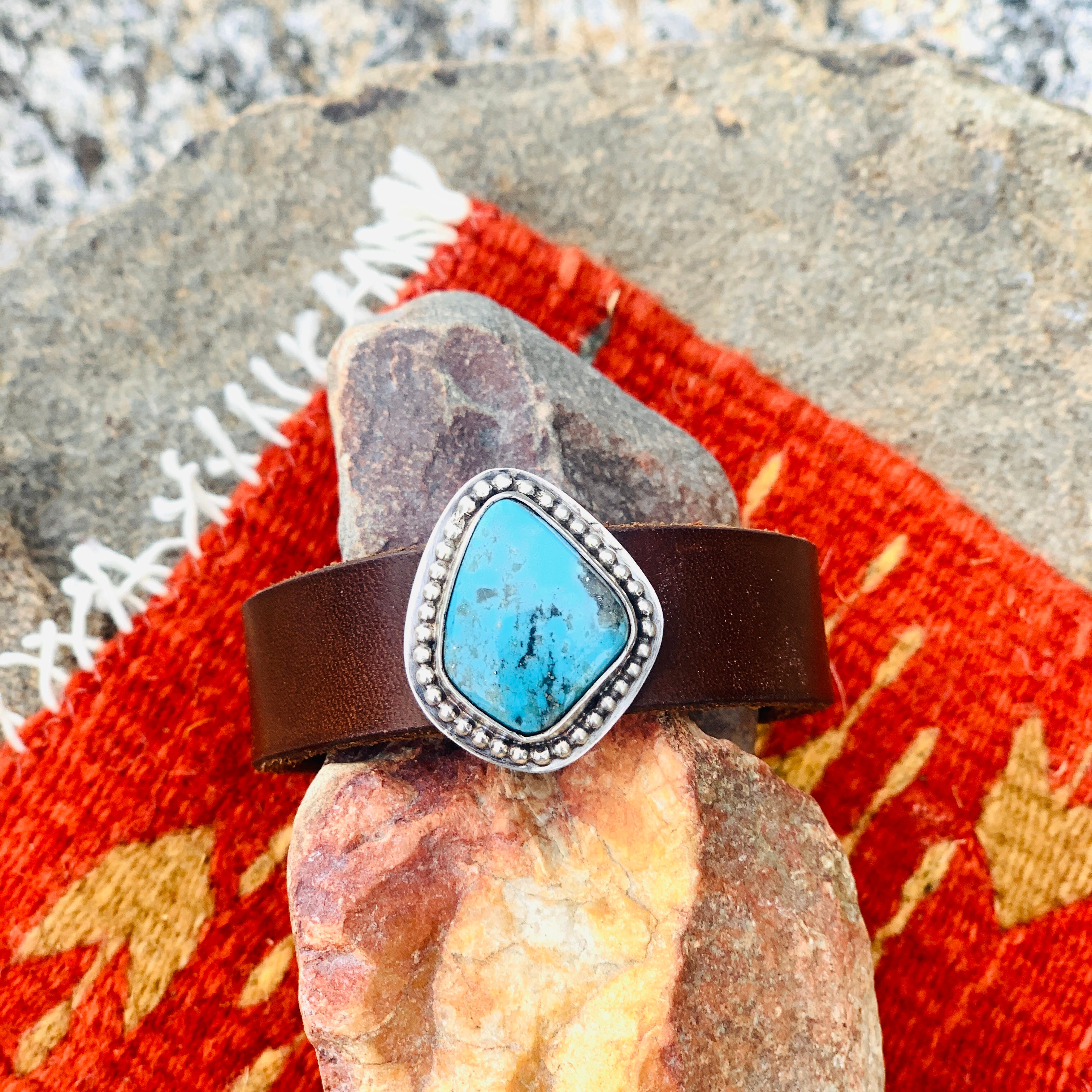 turquoise bracelet leather goods gifts sterling silver