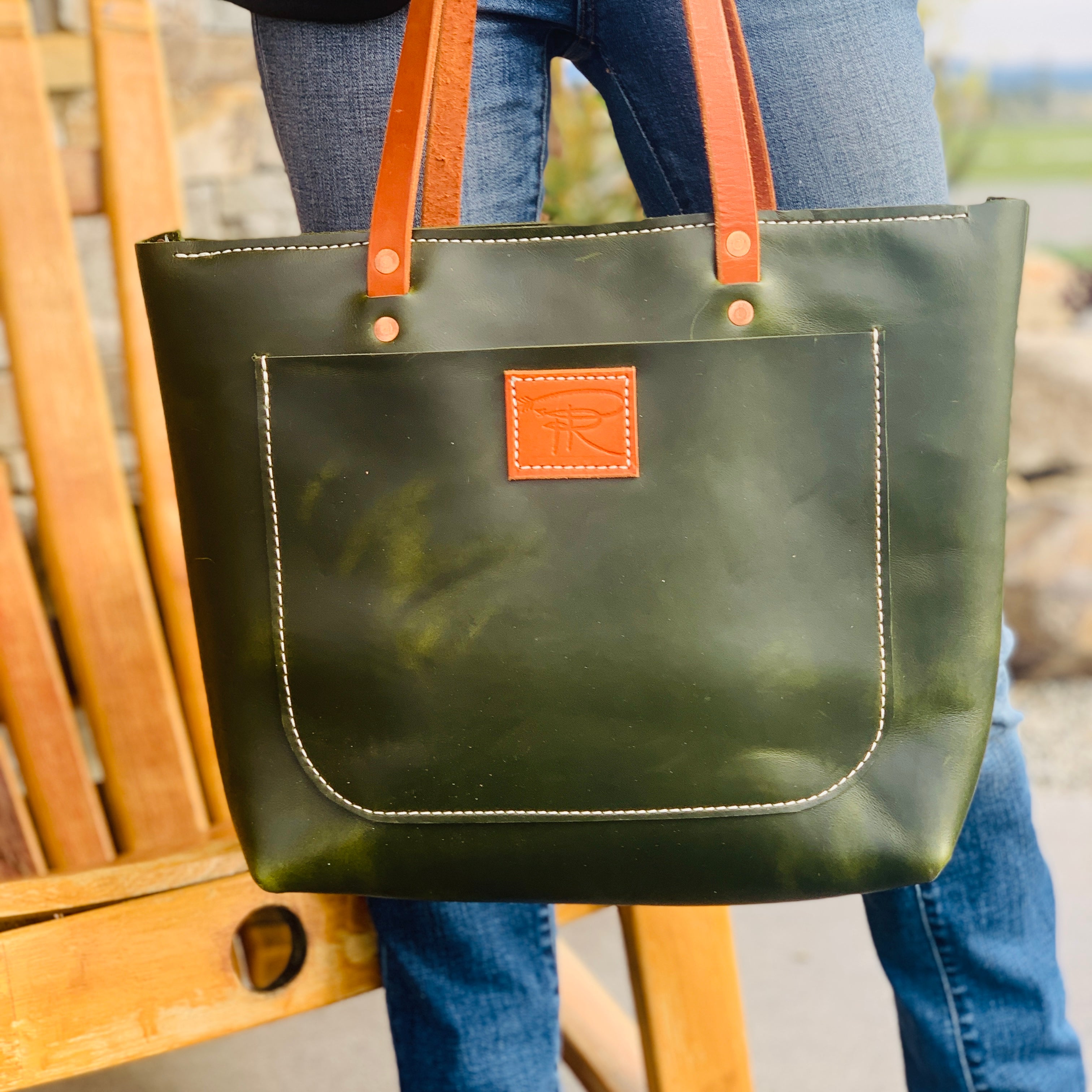Westwood Green Leather Tote Bag