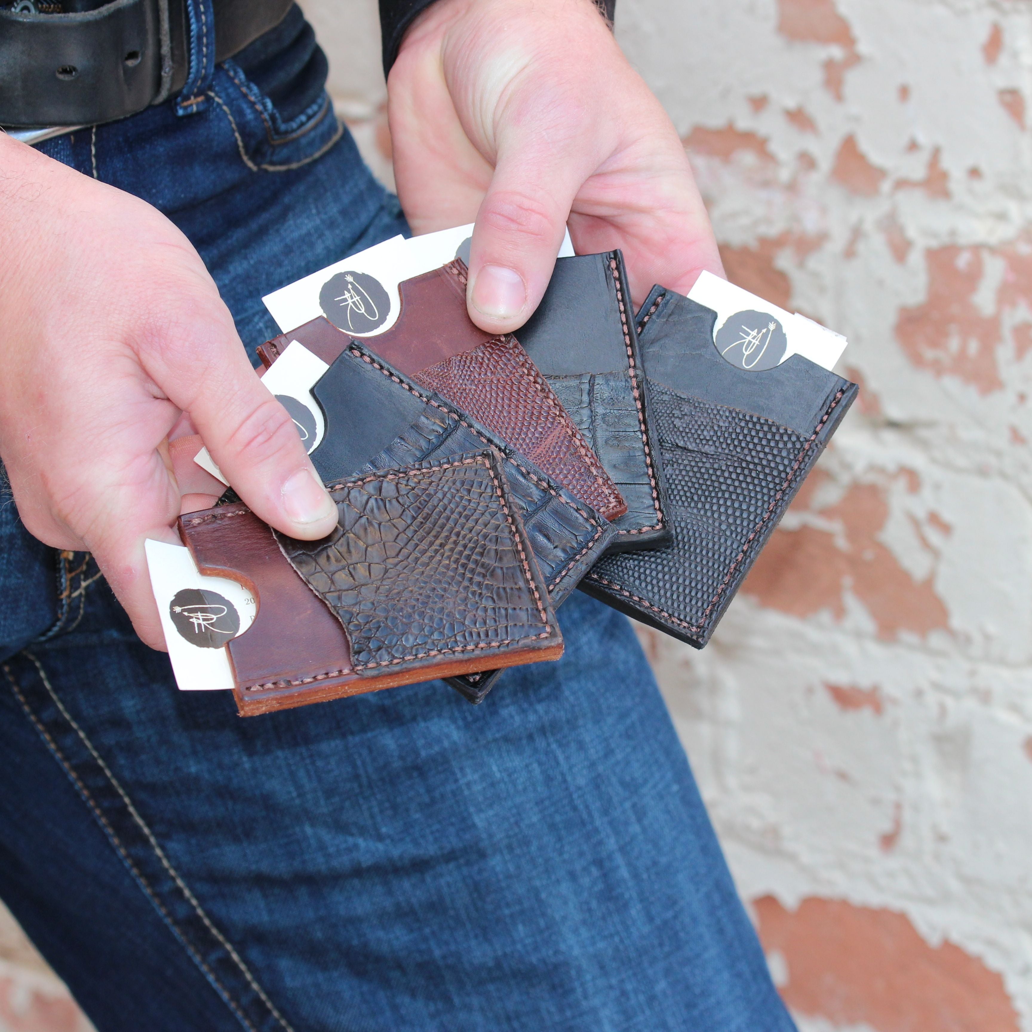 Leather minimal wallet, men's wallet, card holder, Mens' wallet, panhandle red, leather wallet