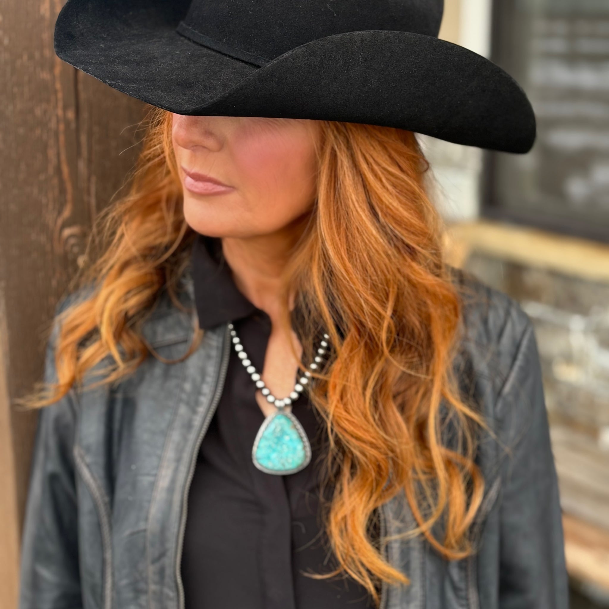 American Turquoise and Silver Necklace by Panhandle Red