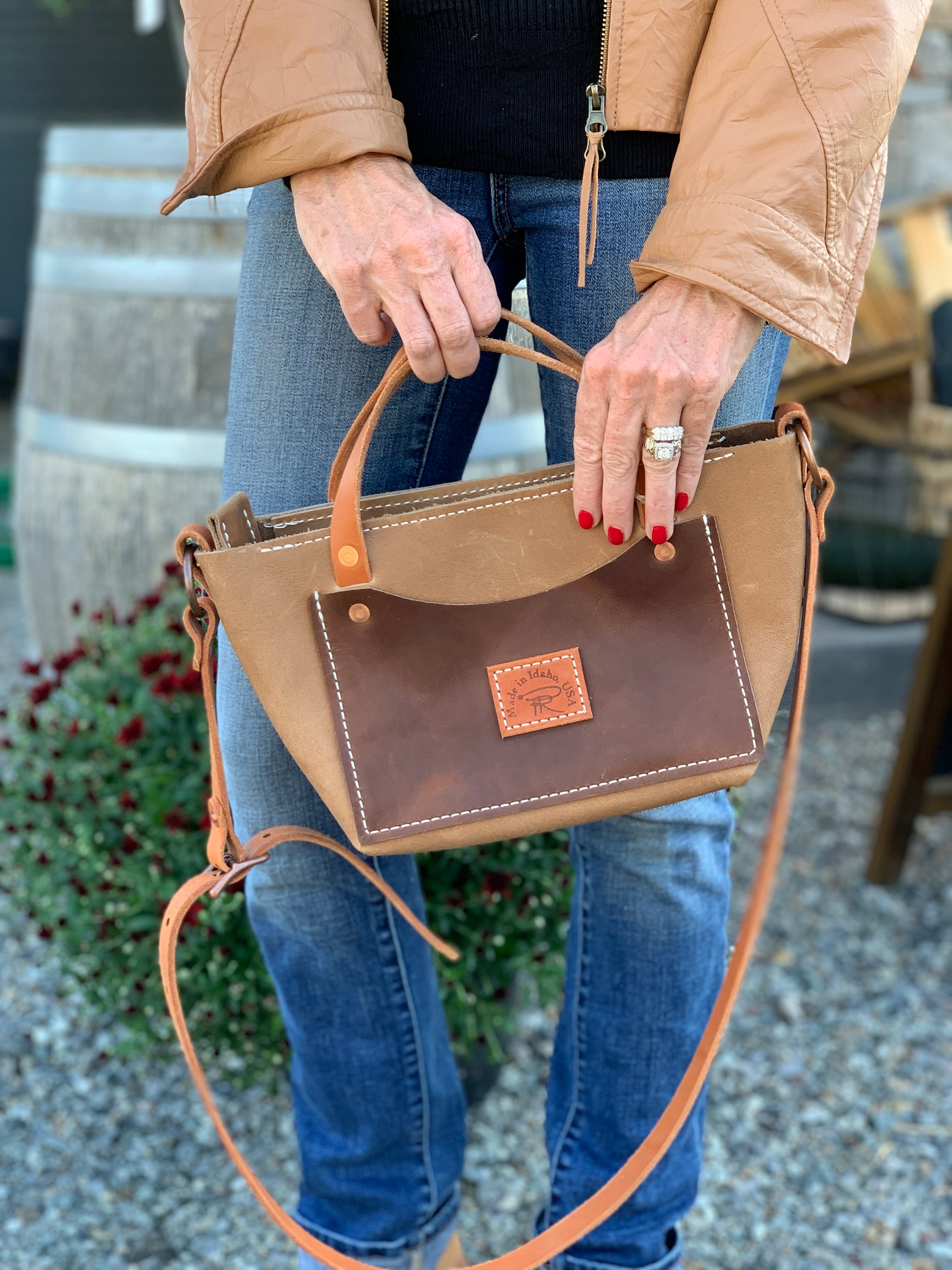 Buckskin Crossbody Leather Purse-Tote