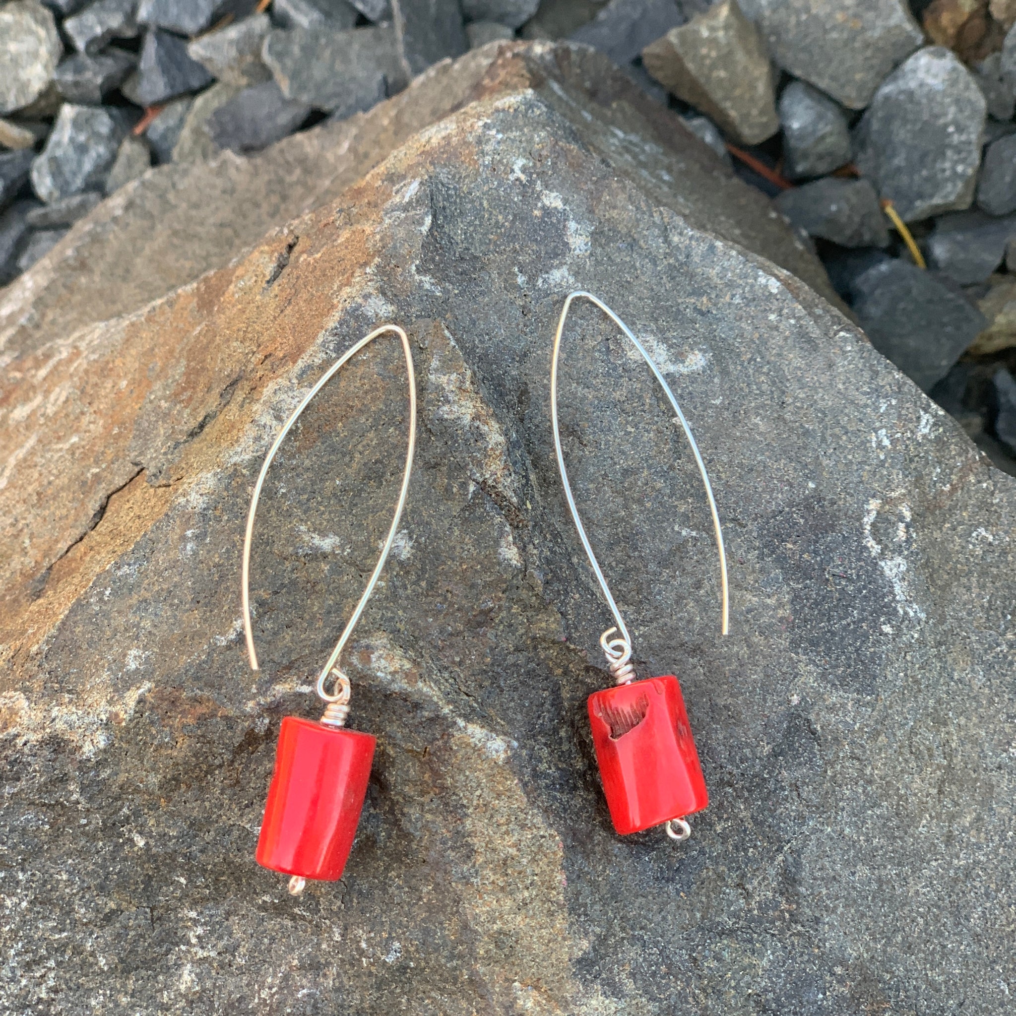 red earrings jewelry shop gifts boutique birthday ladies accessories earrings silver 