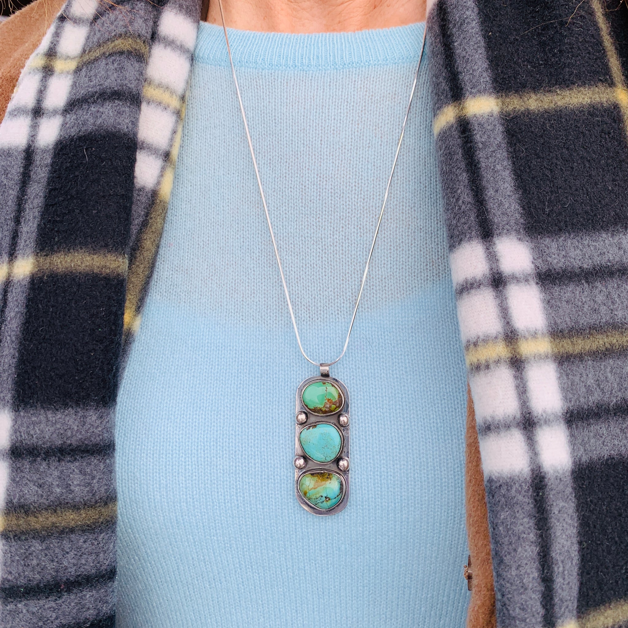 Three Stone Turquoise Necklace