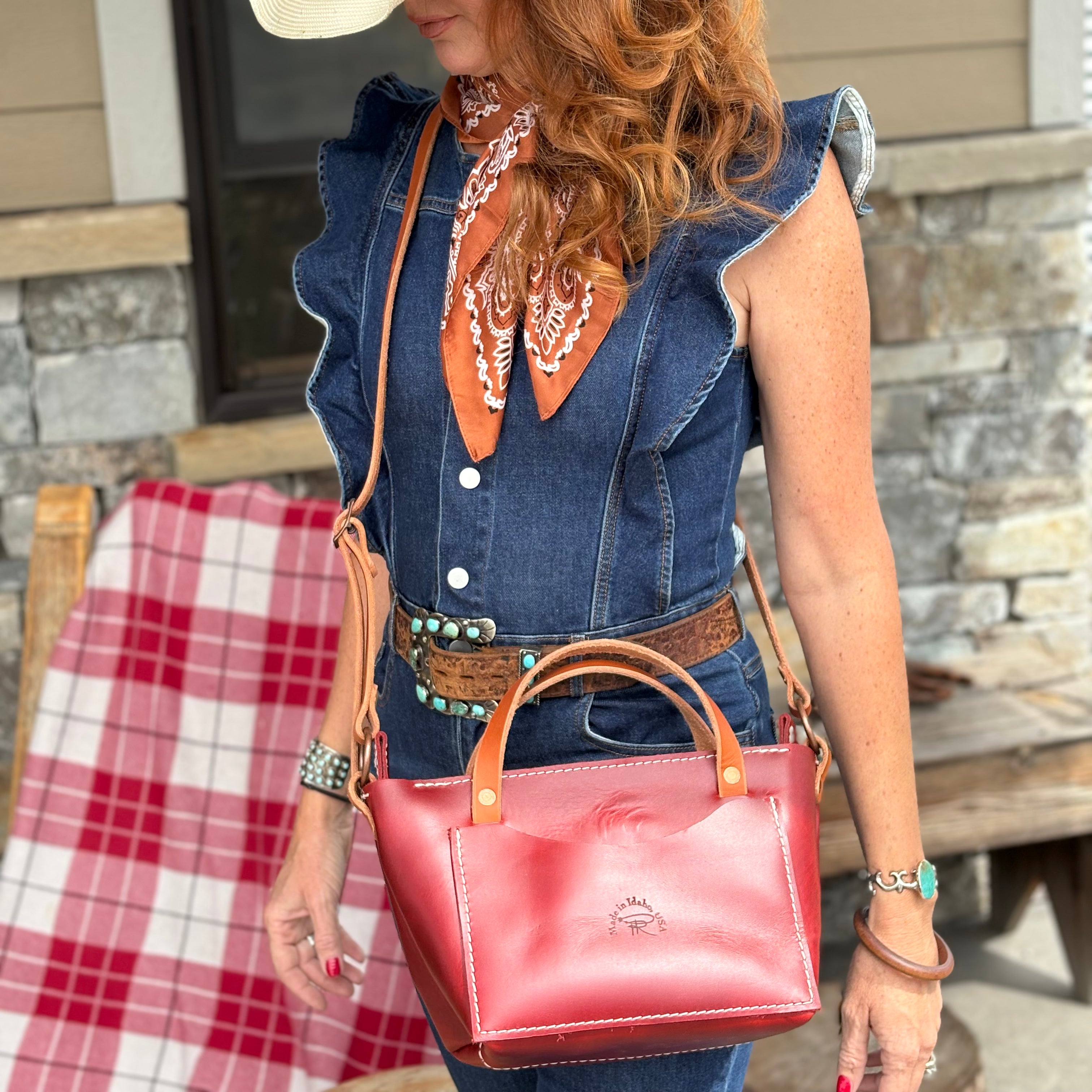Red Stillwater Leather Purse Tote