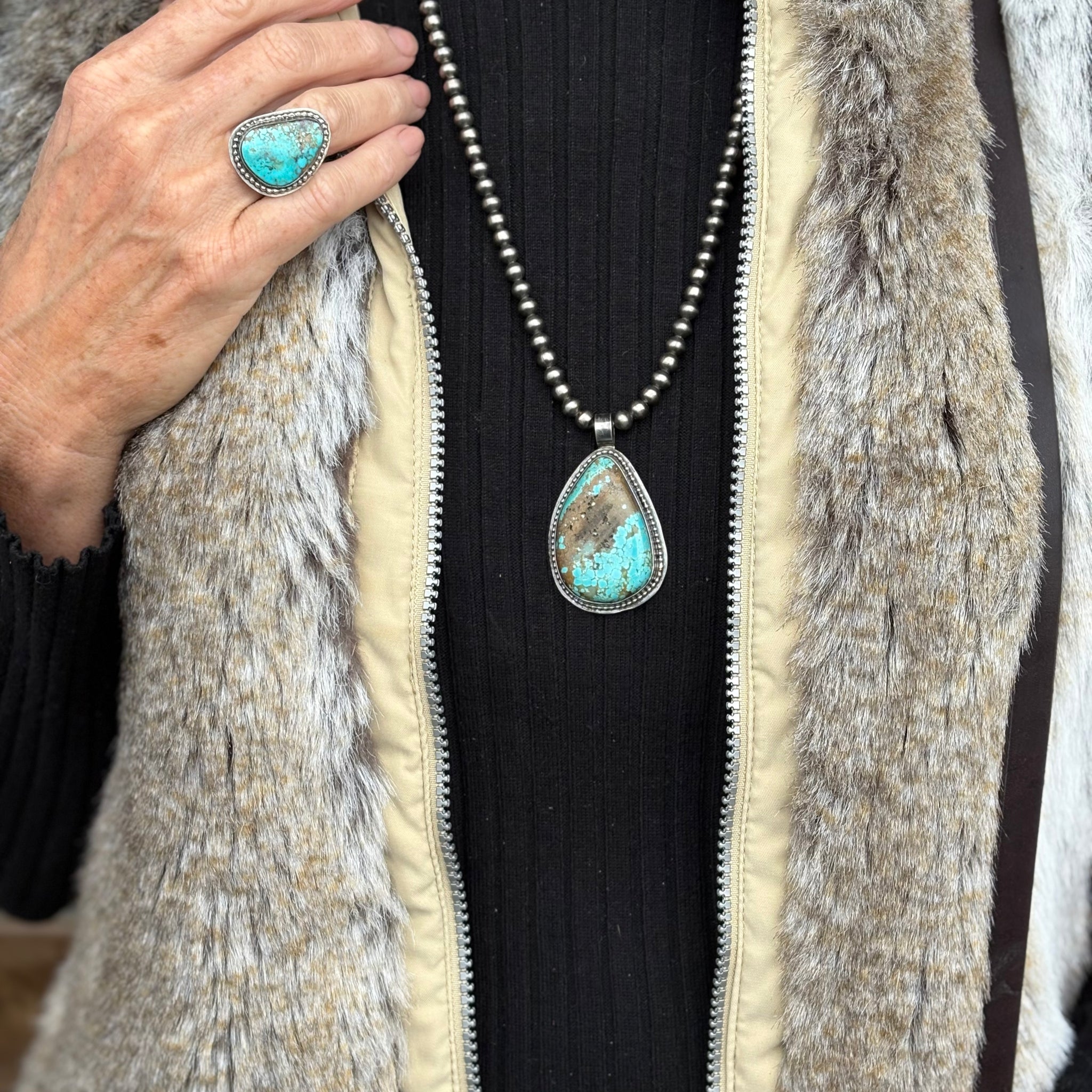 American Turquoise and Silver Necklace