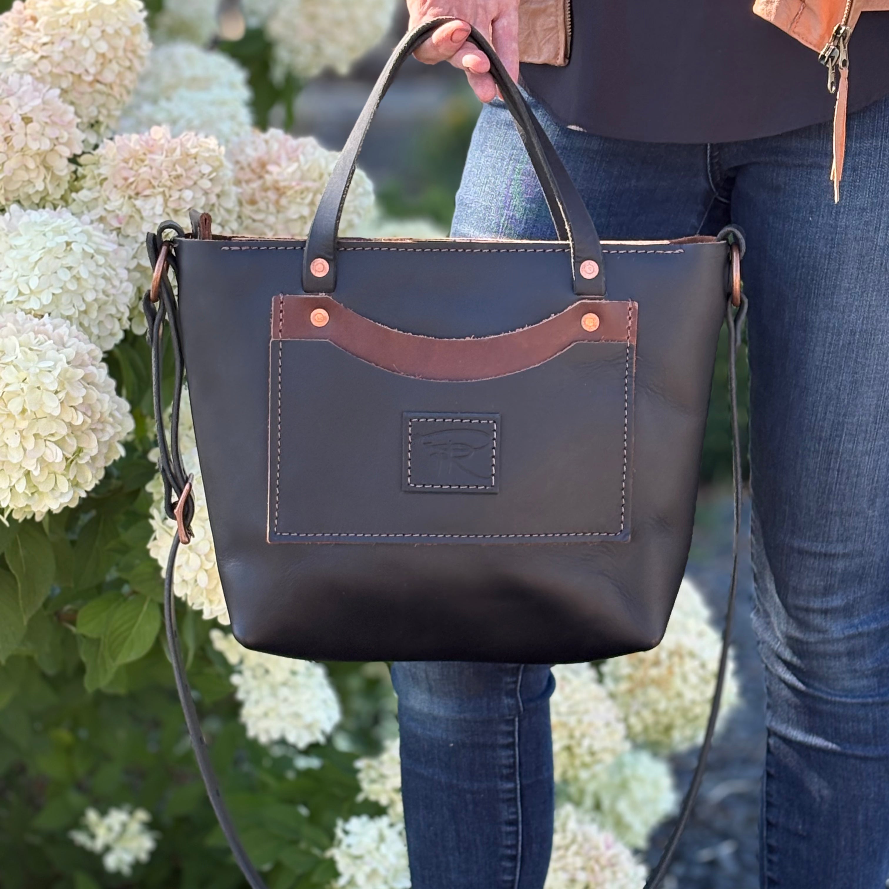 Black CEO Leather Crossbody Purse Tote
