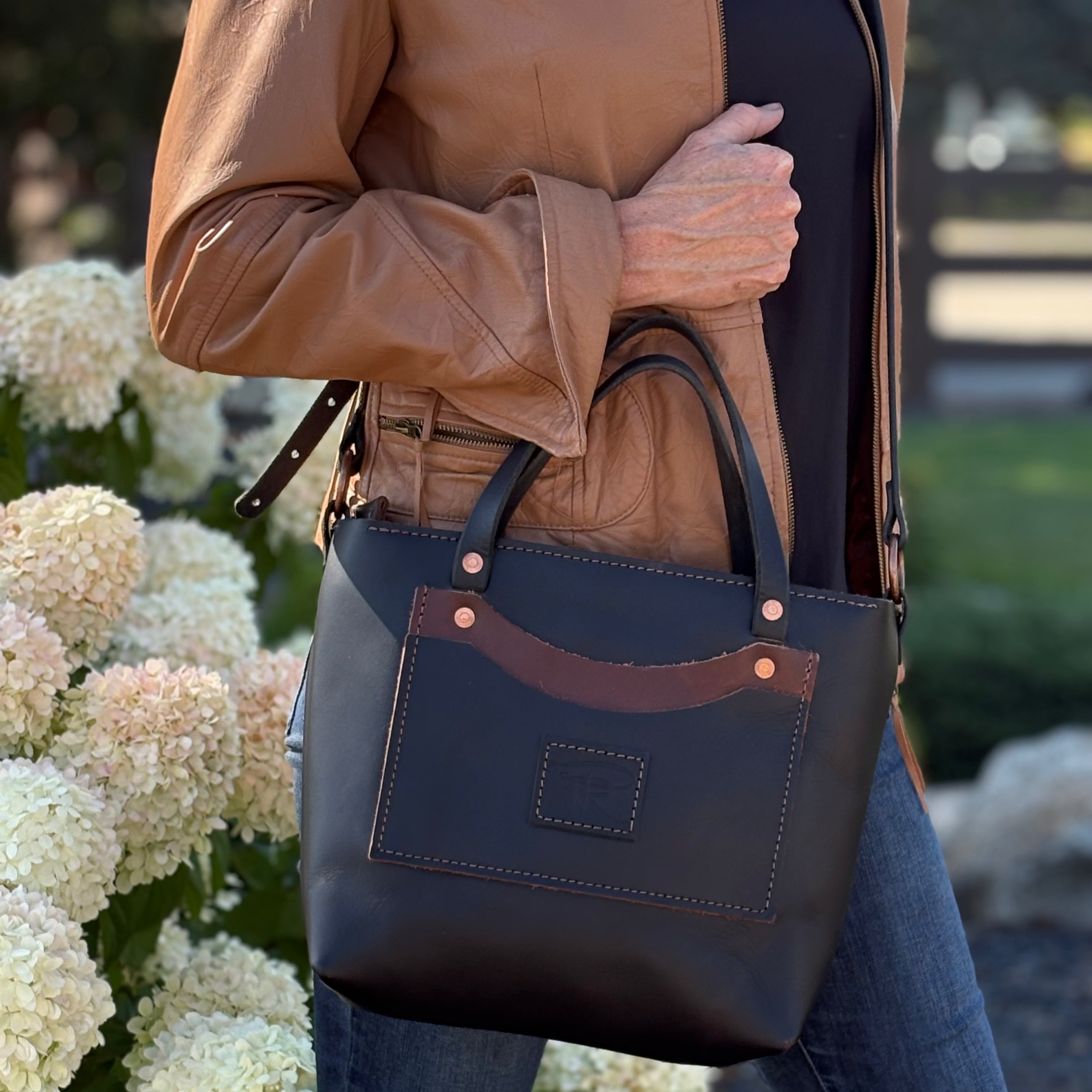 Black CEO Leather Crossbody Purse Tote