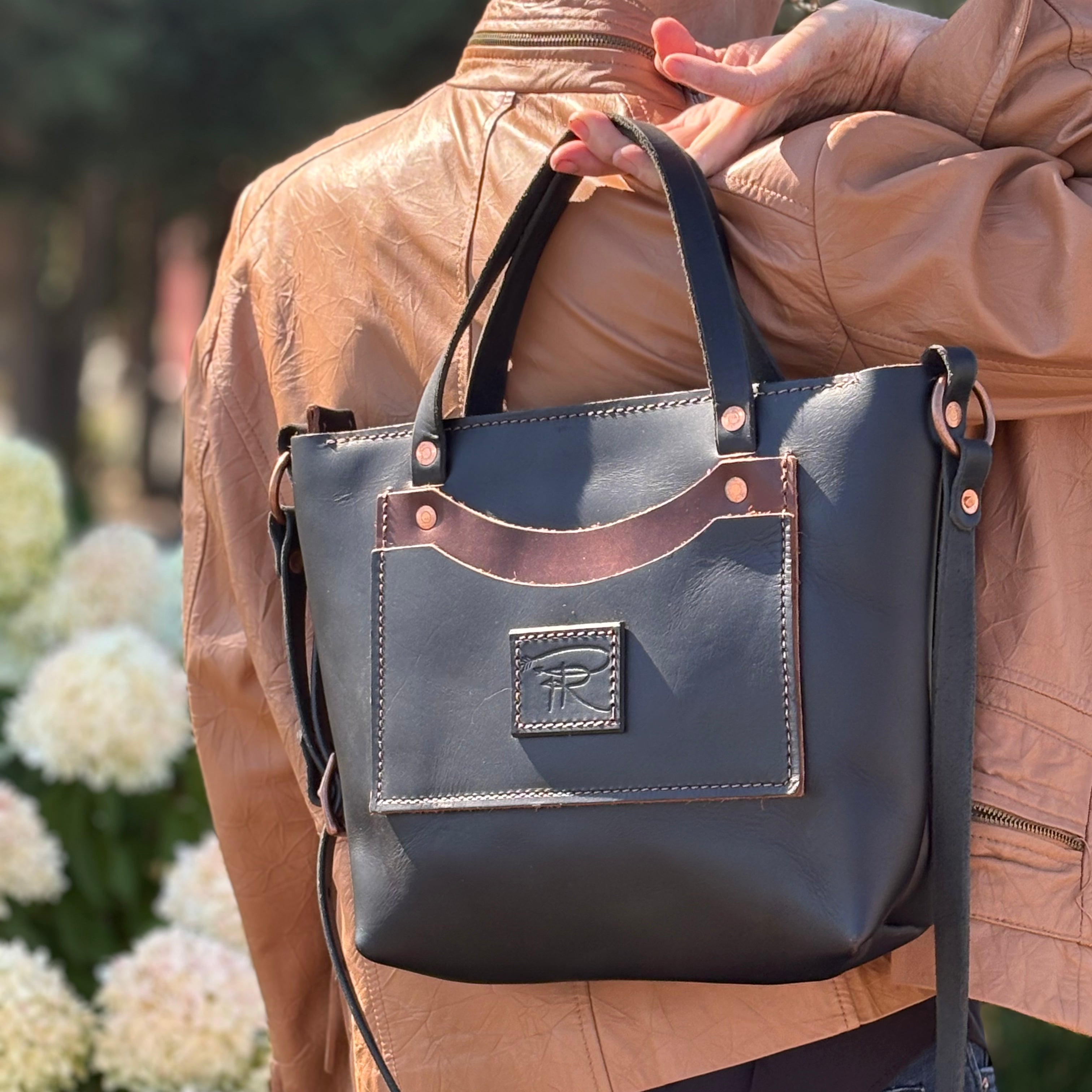 Black CEO Leather Crossbody Purse Tote