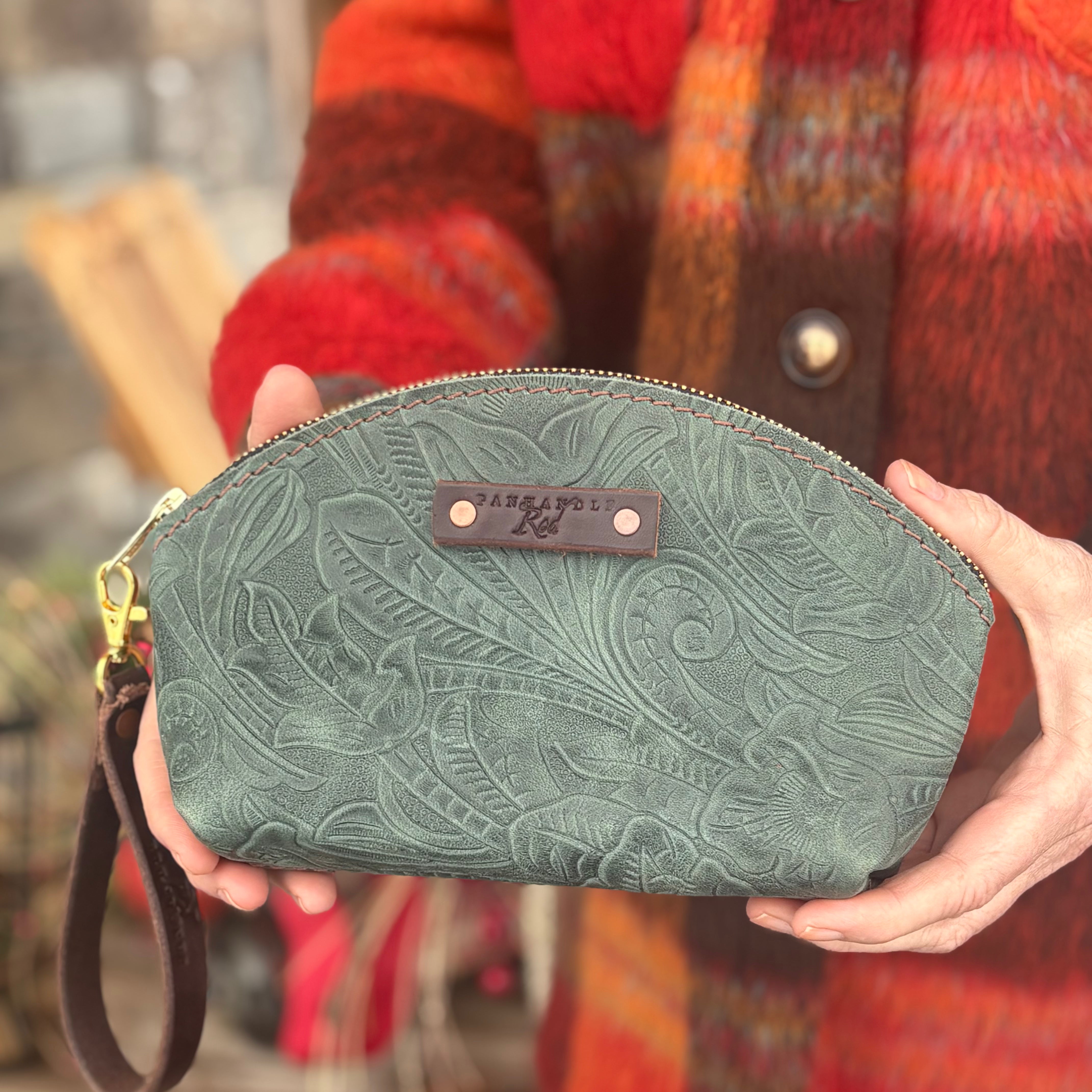 Mediterranean Blue Leather Clutch Purse