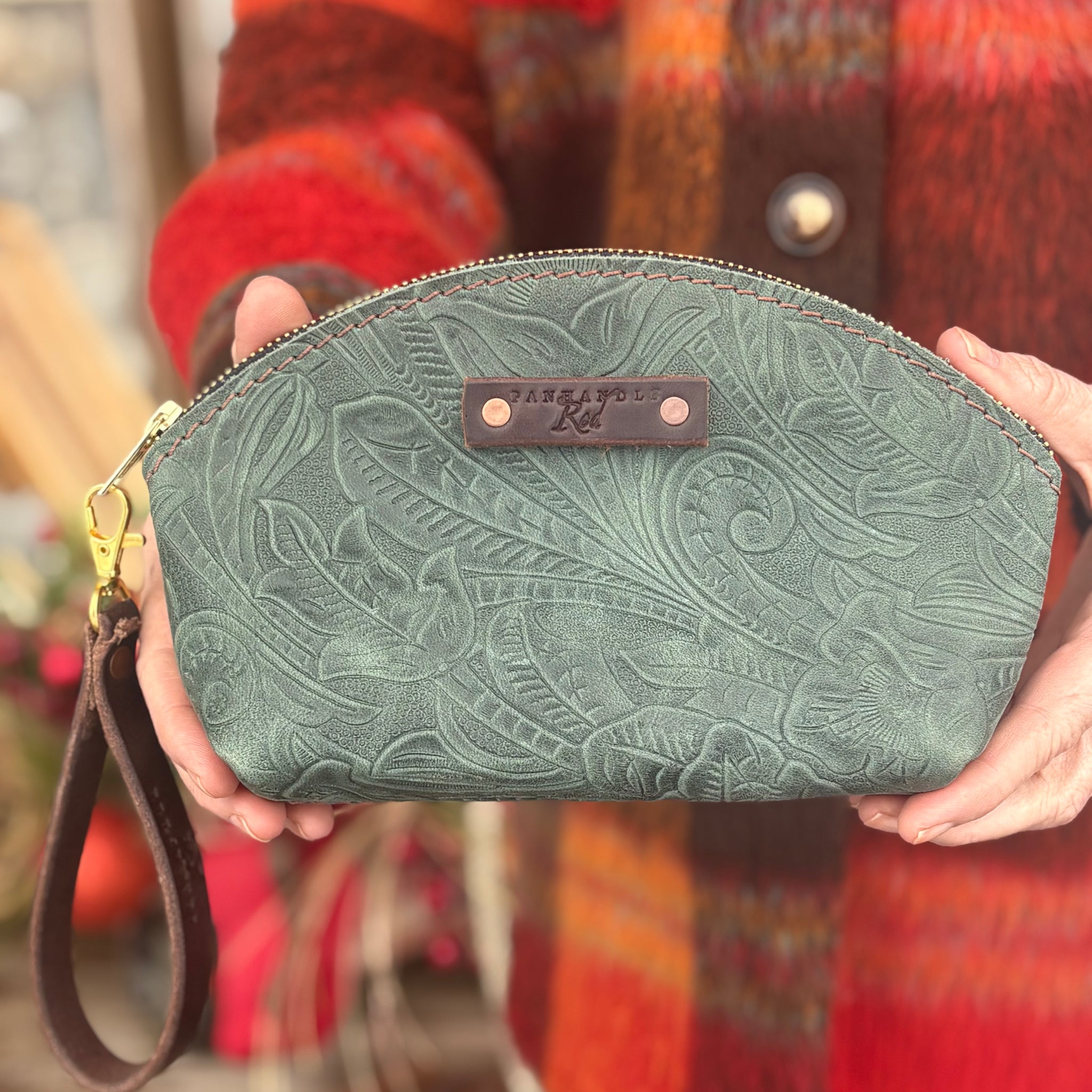 Mediterranean Blue Leather Clutch Purse