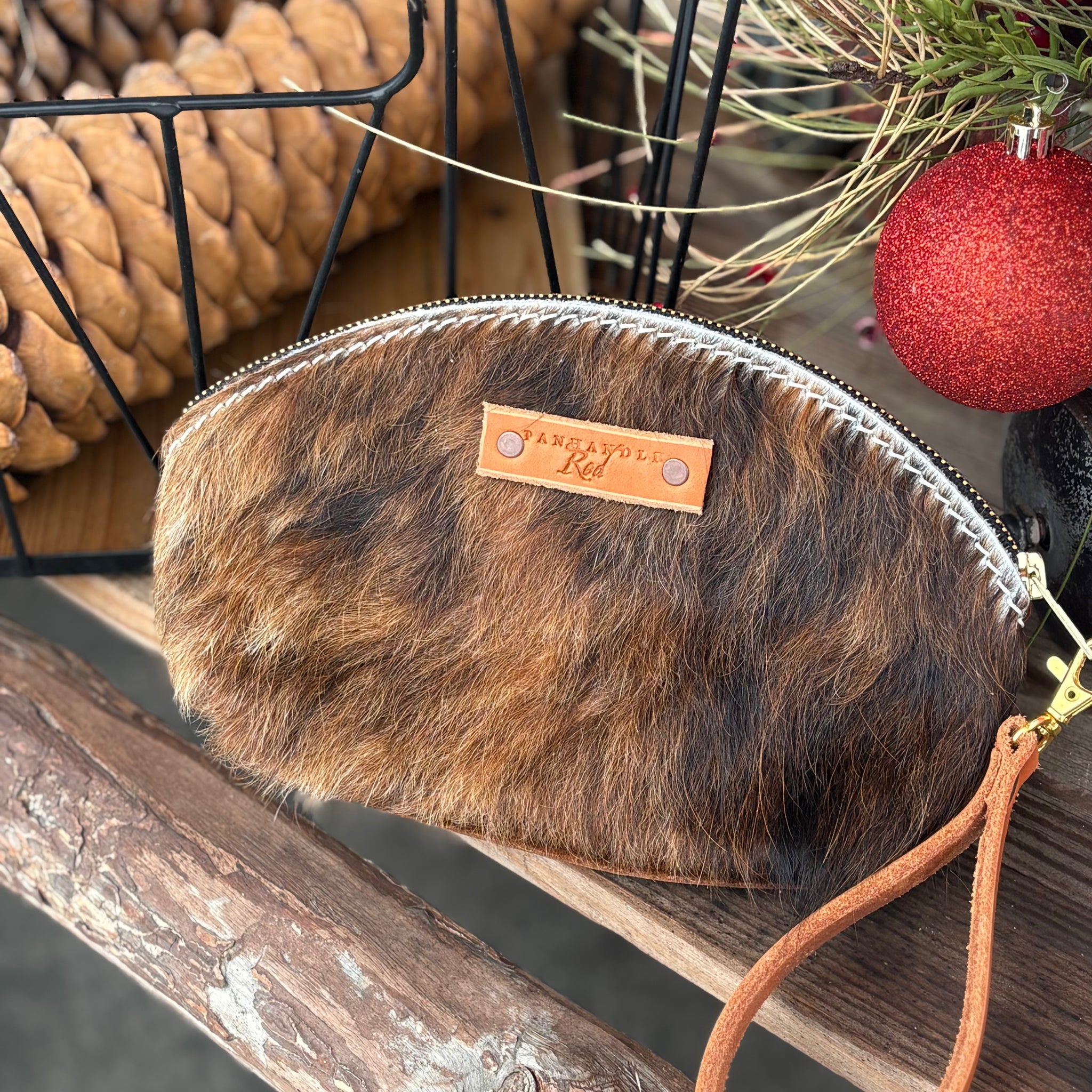 Brindle Hair on Hide Leather Clutch