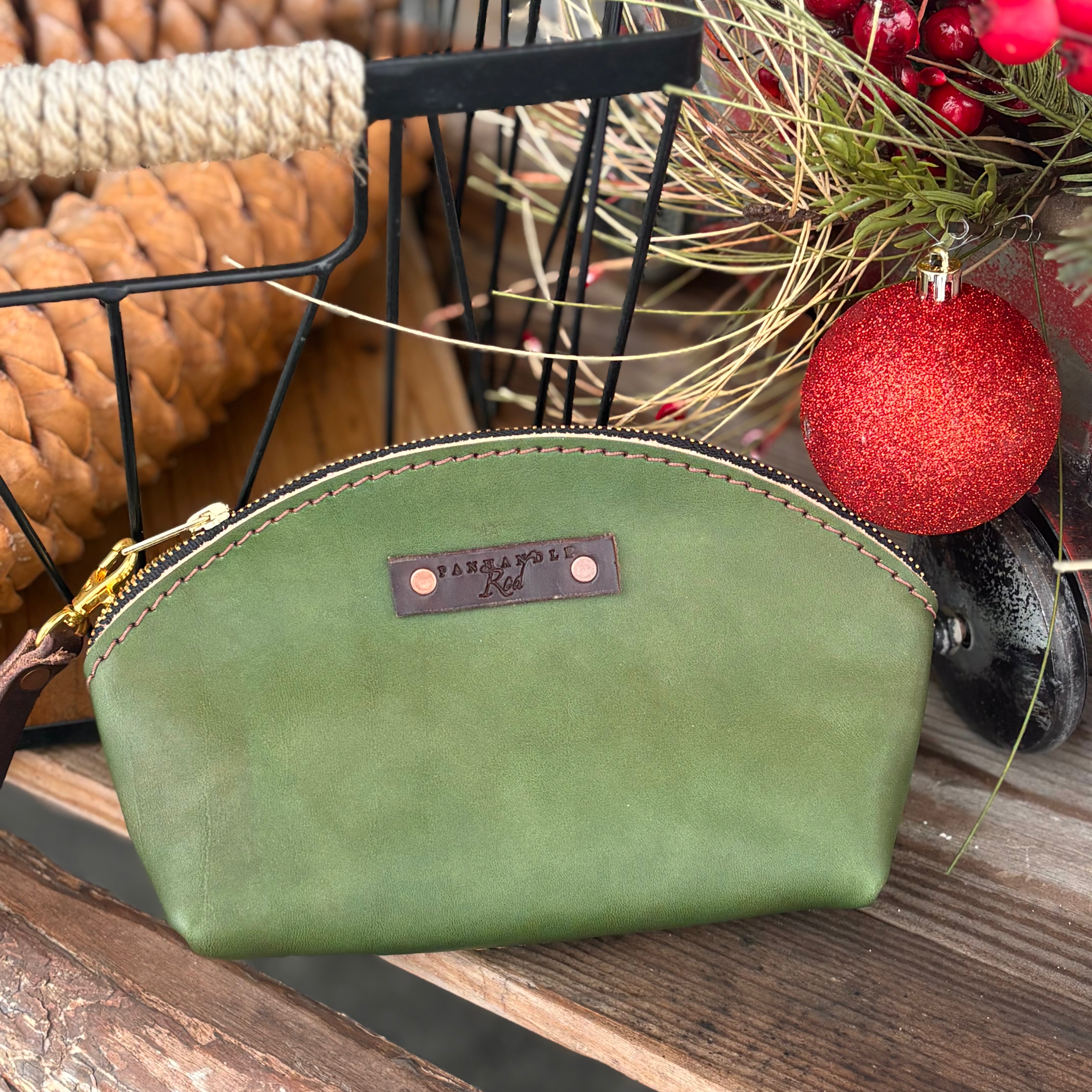 Italian Green Leather Clutch Purse