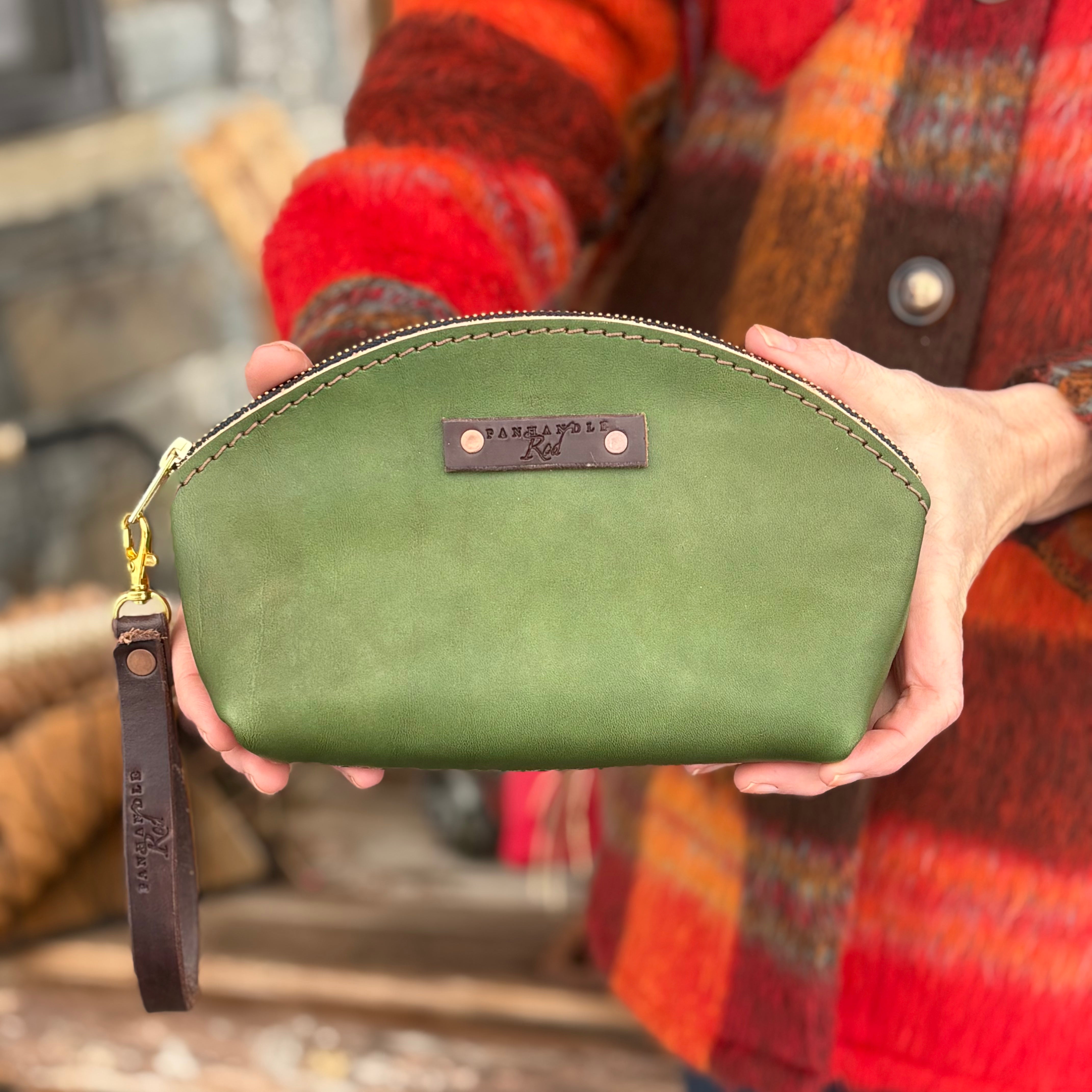 Italian Green Leather Clutch Purse