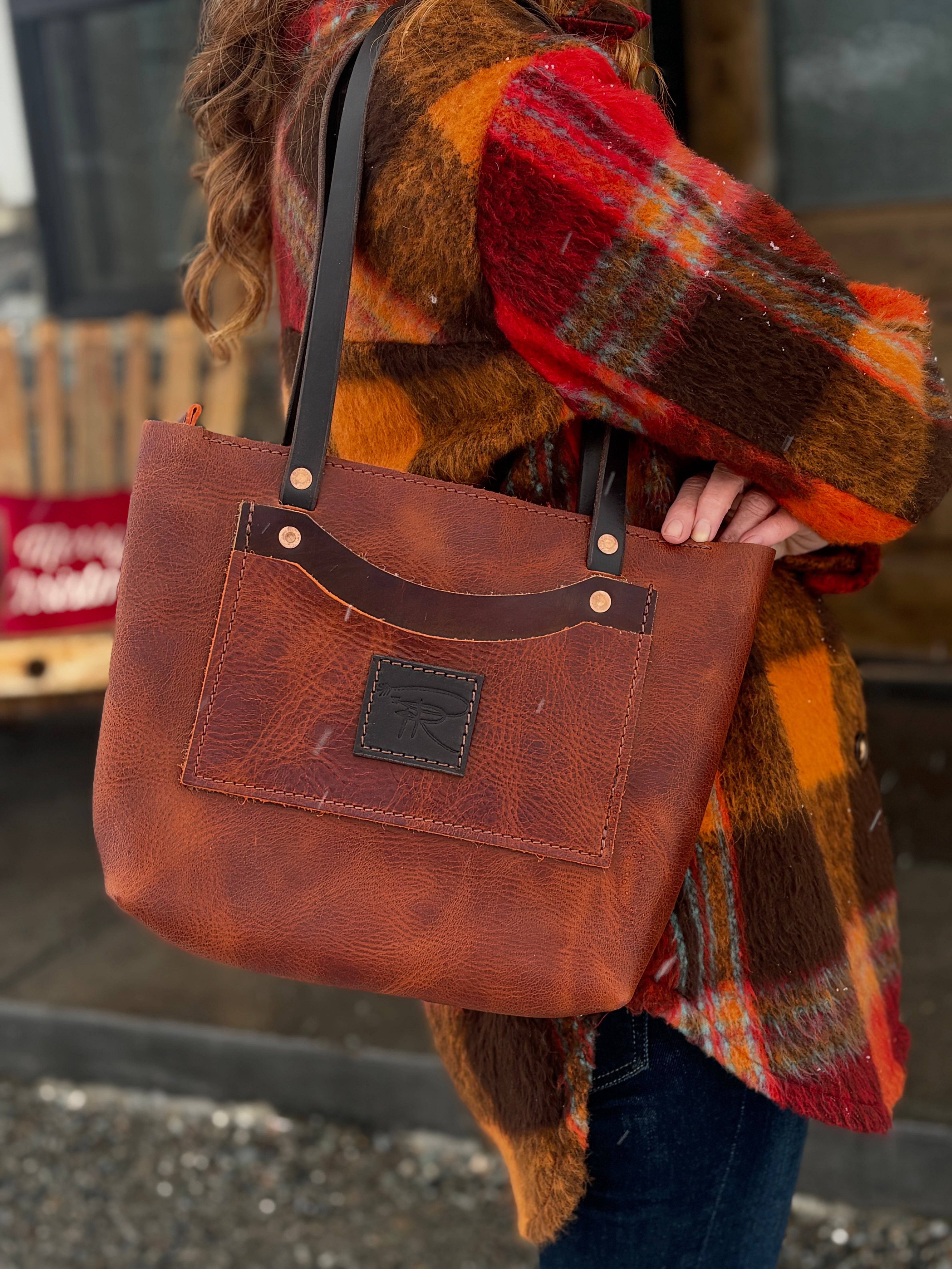 Saddle Brown Leather Tote Bag Purse