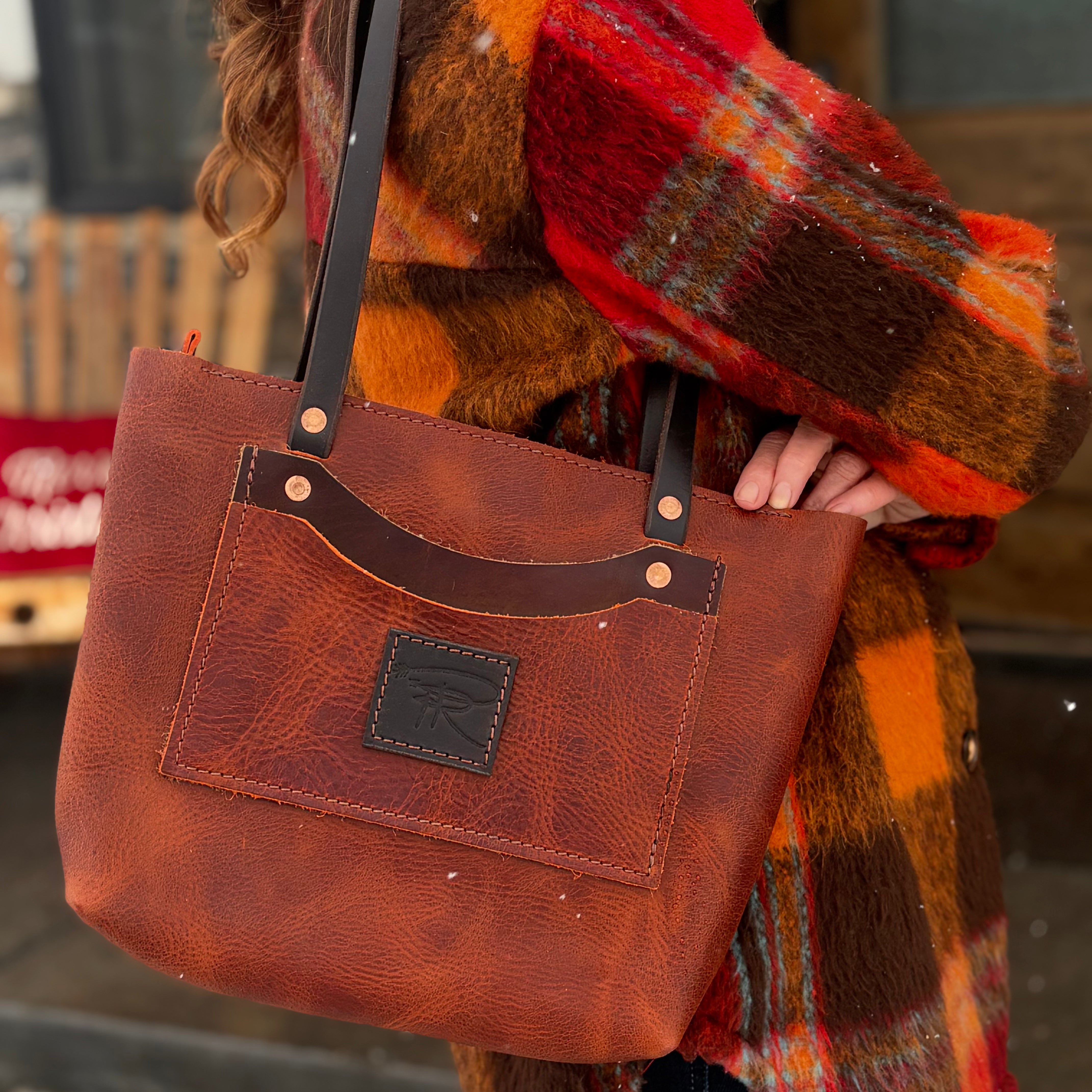 Saddle Brown Leather Tote Bag Purse