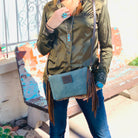 Blue crossbody purse