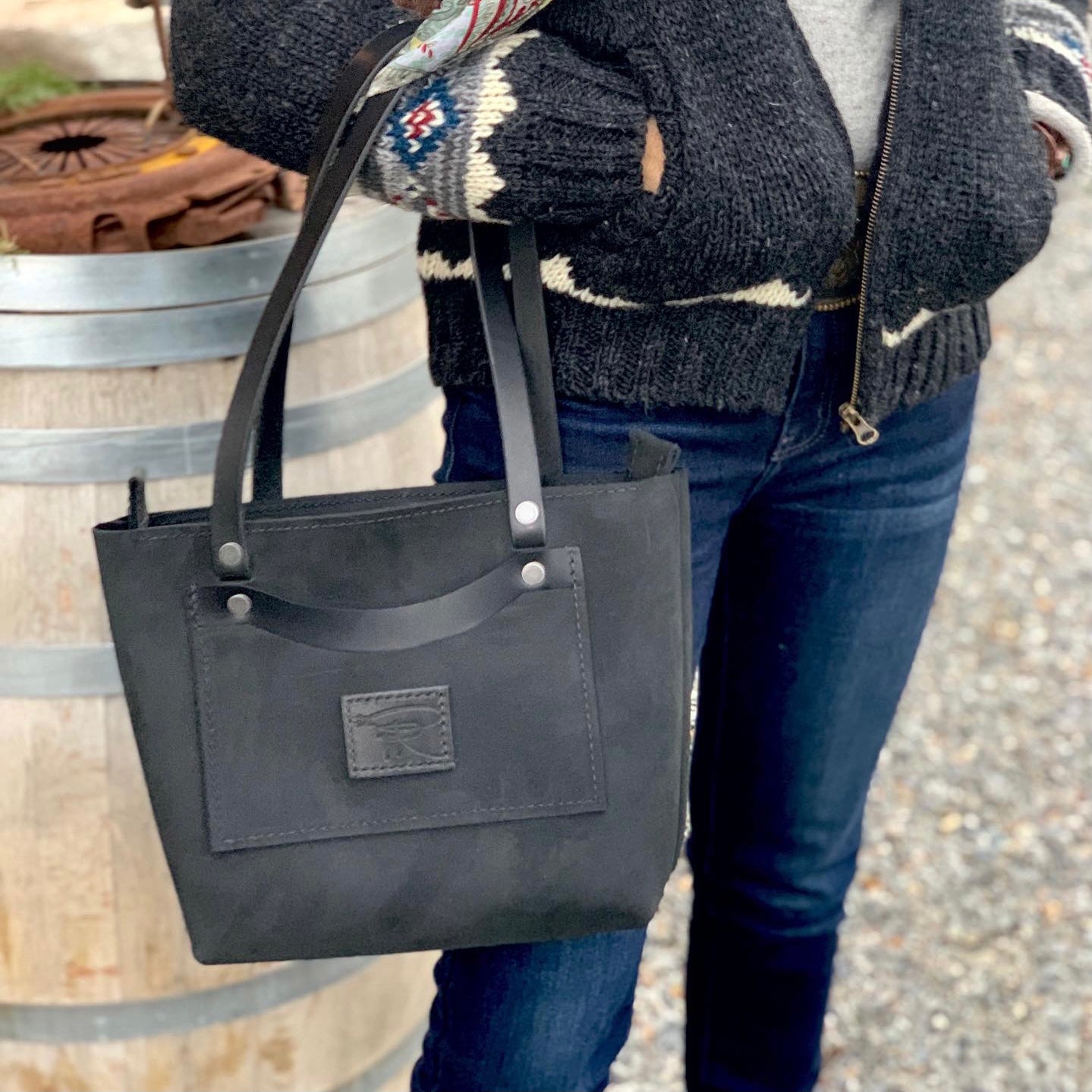Black Leather Tote Bag by Panhandle Red Leather Company, North Idaho