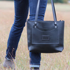 Black Leather Bag, Black Bag, Black Purse, Black Leather Tote Bag, Purses, Travel Bag, Gift Shop, Panhandle Red Leather Company, Panhandle Red, Leather Goods 