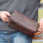 leather shaving kit, leather dopp kit, men's leather shaving kit, men's gifts, birthday gifts, groomsman gifts, panhandle red