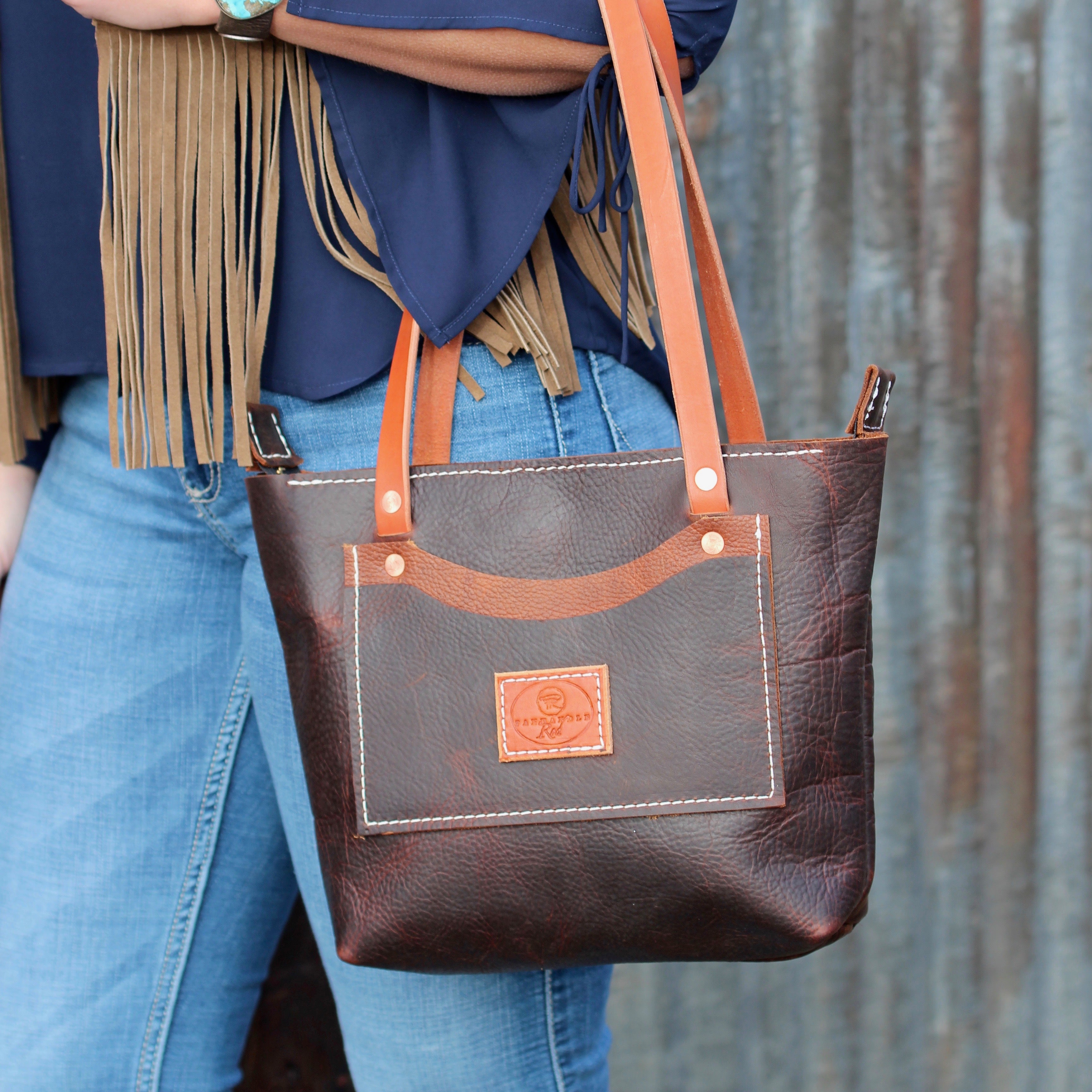 Panhandle Red Leather Company |Black Leather Tote Bag