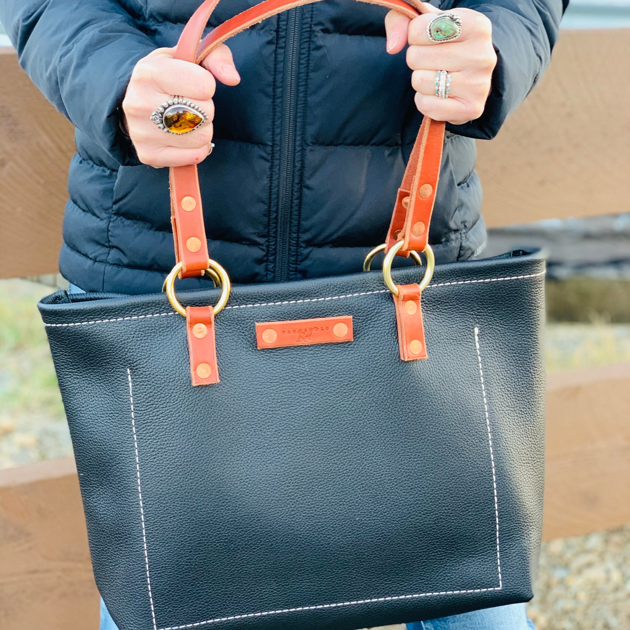 Black Leather Tote Bag, Black Leather Bag, Leather Products, Gift Shop, Duffle Bag, Work Bag, Panhandle Red Company specializing in Leather Goods, Handbags, Totes, Purses, Everyday Carry Needs, and more. Full-grain leather items, custom gifts, all Handcrafted in Idaho, USA.