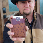 Leather minimal wallet, men's wallet, card holder, Mens' wallet, panhandle red, leather wallet