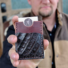Leather minimal wallet, men's wallet, card holder, Mens' wallet, panhandle red, leather wallet