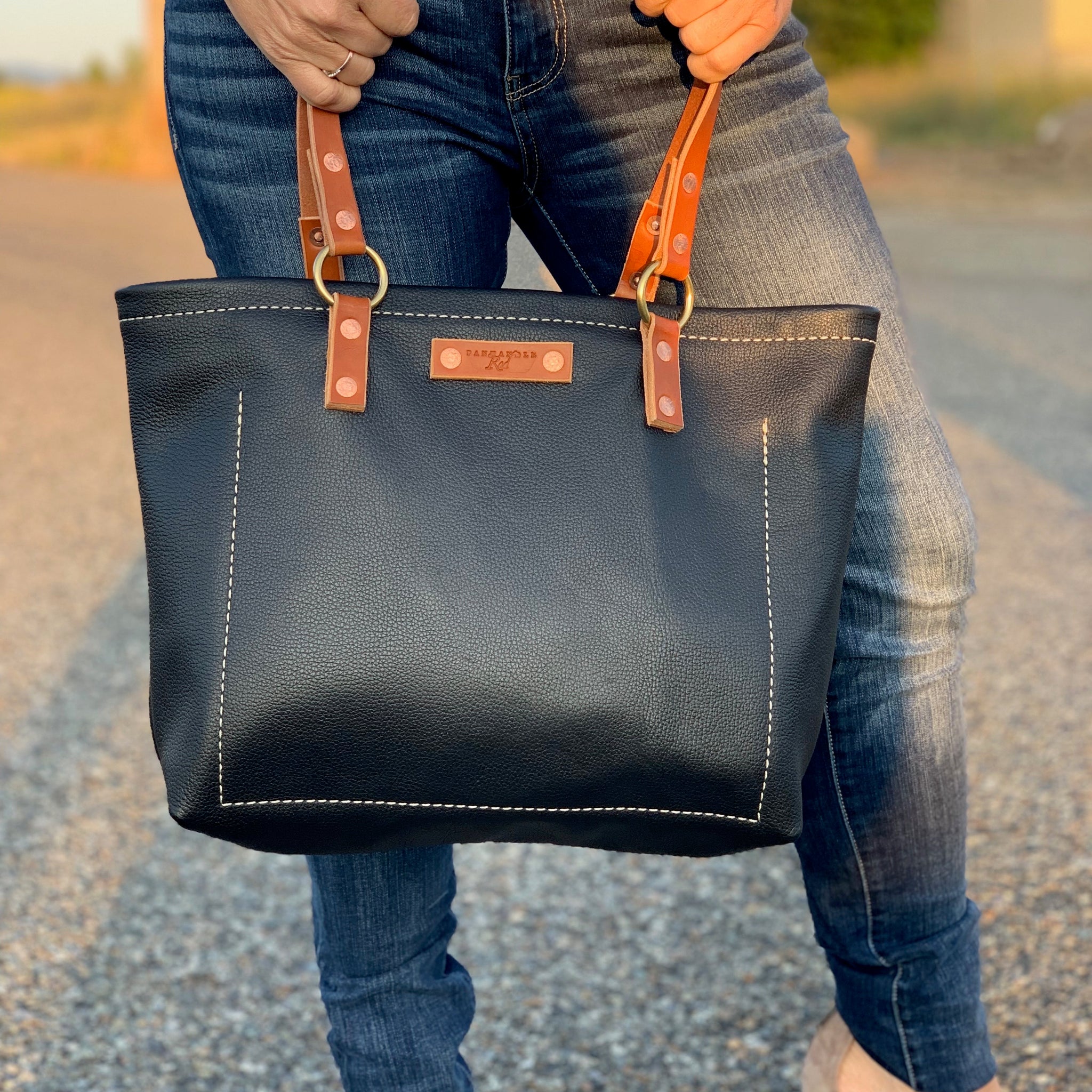 Black Leather Tote Bag by Panhandle Red Leather Company, North Idaho
