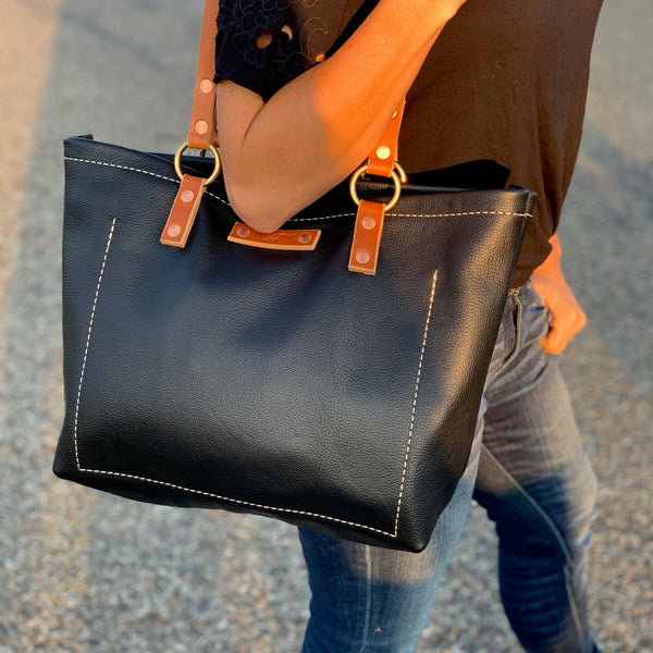 Black Leather Tote Bag by Panhandle Red Leather Company, North Idaho