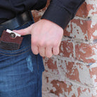 Leather minimal wallet, men's wallet, card holder, Mens' wallet, panhandle red, leather wallet